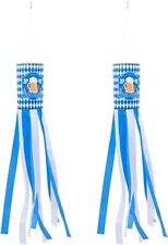 2pc Yard Party Decor OKTOBERFEST Wind Sock with Beer Stein. Color Blue/white picture