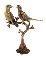 Indian Traditional Brass Love Birds On Tree Showpiece For Home Decor 9 Inches picture