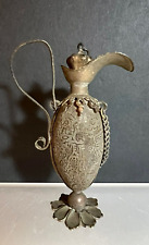 Antique Victorian Metal Etched Miniature Perfume Bottle Chatelaine picture