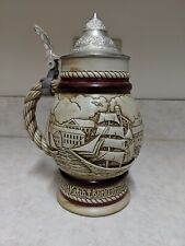 Vintage Avon Beer Stein Collectible Lidded Sailing Ships Schooners 1977 picture