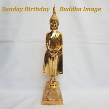 Sunday Birthday Buddha Image Brass Statue Standing Open Eye Watching Bodhi Tree picture