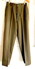 Men's VTG WWII US Regulation Army Officer's Green Wool Uniform Pants 40"l x 26" picture