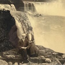 1900s Antique Photo Couple Man Woman Sitting Niagara Falls picture