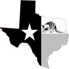 4in x 4in Black and White Armadillo Texas Sticker Car Truck Vehicle Bumper Decal picture