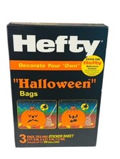 Halloween Pumpkin Hefty Trash Bags 1991 vtg yard decor box witch jack o lantern picture