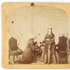 Old Man Marriage Proposal Stereoview c1877 Weller Modern Courtship Photo H466 picture