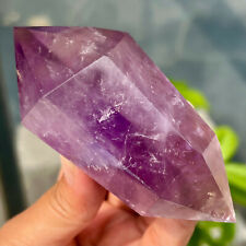 186G Natural Purple Amethyst Quartz Crystal Point Wand Obelisk Healing Tower. picture