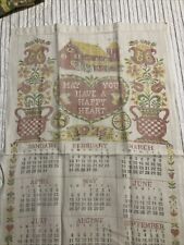VTG 1974 Linen Calendar “May You Have A Happy Heart Granny Core picture
