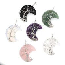 Natural Crystal Gemstone Tree of life Moon Pendant Energy Reiki Healing Amulet picture