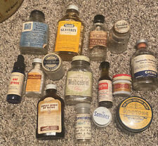 15 vintage medicine bottle lot pharmacy antique Mosco Absorbine Rexall Sominex picture