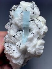 342 Gram Top Quality Aquamarine Crystal With  Black Tourmaline From Skardu picture