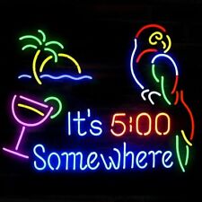 New It's 5 O'clock Somewhere Parrot Palm Tree Martini Neon Sign Gift 20