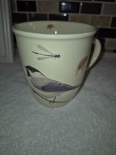 CJ Wildlife Chickadee Ceramic Mug Cream Green MW & Dishwasher Safe Bird life EUC picture