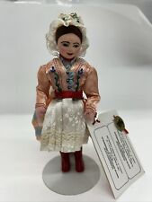 Hungarian Folk Doll 7-1/2” Tall Hand Embroidered Traditional Patterns With Tag picture