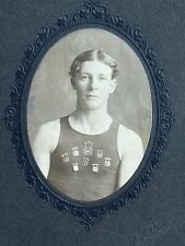 Antique Cabinet Card Photo Man Athlete with Medals Edmond Oklahoma  picture