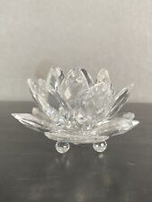 Swarovski silver Crystal water lily lotus flower candle holder original picture