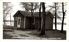 Real photo Vintage postcard - COTTAGE ON FIRESIDE LAKE - NEW AUBURN, WIS c1930s picture