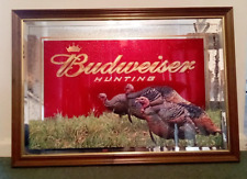 Huge Vintage 2002 BUDWEISER BEER Wild Turkeys Hunting Bar MIRROR SIGN 33