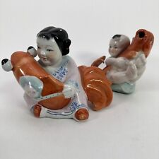 Pair Of Vintage Chinese Porcelain Figurines - Children With Koi Fish picture