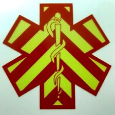 Fluorescent Yellow Red Chevron Star Of Life Fire Helmet Decal EMS EMT 2 inch picture