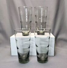 Vintage Libbey Saturn Optic Ripple Smoke 16oz Tumblers Coolers Set of 4 Glasses picture
