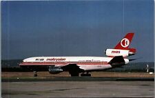 VINTAGE MALAYSIAN AIRLINE SYSTEM DC-10-30 PERTH AUSTRALIA CHROME POSTCARD 38-131 picture