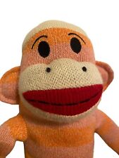 Cuddly Boutique Sock Monkey Plush Orange Pink Striped Soft Stuffed Animal Toy picture