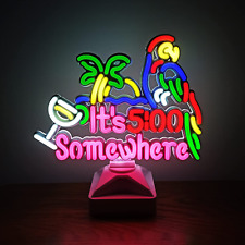 It'S 5:00 & Parrot Desktop Neon Sign Night Light Art Light for Bar Club Bedroom  picture
