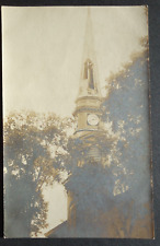 lightning strike church steeple unknown location real photo rppc postcard picture