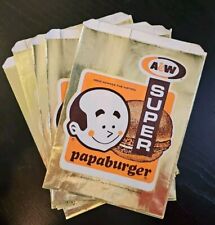 Vintage 1960s A&W Root Beer Super Papa Burger Gold Foil Hamburger Bag Lot of 5 picture