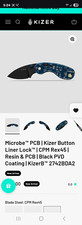 Kizer Microbe PCB Pocketknife CPM Rex45 Drop Point Plain Liner Resin/PCB Blue picture