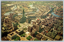 Cleveland, Ohio - Aerial View of Downtown, Terminal Tower - Vintage Postcard picture