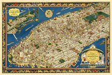 1920s Pictorial New York City Map of Manhattan - 24x36 picture