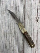 Hen & Rooster 241DS Small Stag Handle Folding Pocket Knife Clip Point Camp Hike picture