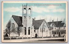 M.E. Church & Parsonage Selbyville Delaware DE 1919 Postcard picture