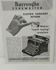 1934 Burroughs Typewriter: Electric Carriage Return Vintage Print Ad picture
