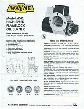 MRO Data Sheet - Wayne - MSR - High Speed Flamelock Oil Burner - Brochure(MR317) picture