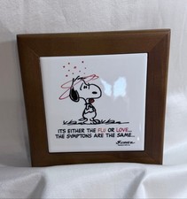 Snoopy Framed Tile Plaque Flu or Love Pharmacist Nurse Doctor Gift Peanuts picture