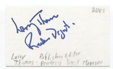 Larry Thomas Signed 3x5 Index Card Autographed Signature Readers Digest Editor picture