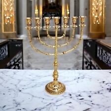 Authentic Menorah Brass 7 branch gold Jerusalem Temple 14