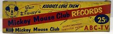 Vintage Walt Disney Mickey Mouse Club Records Tin Display Advertising Sign  picture
