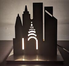 Vintage Handmade Metal Backlit New York City NYC Skyline Desk Lamp Night Light  picture