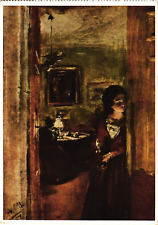 Living Room With The Artist's Sister Painting by Adolf von Menzel Postcard picture