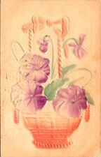 vintage postcard - basket of flowers heavily embossed posted 1908 picture