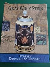 Vintage Budweiser Endangered Species Series “ Gray Wolf “ Ceramic Stein picture