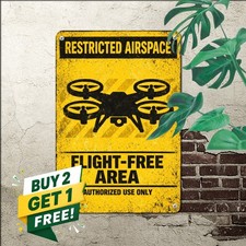 Drone Area Warning Notice Silhouette Icon Yellow Safety Metal Sign 8x12 picture