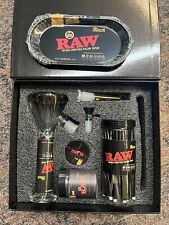 Raw Large Glass Bubbler Bong Gift Set With grinder, jar, tray, Raw Cones. New picture