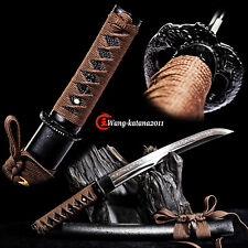 20''Sharp Tanto T10 Clay Tempered Japanese Samurai Short Sword Mini Katana Knife picture