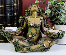 Celtic Green Tree Woman Goddess Gaia Dryad Ent Double Votive Candles Holder picture