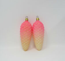 Lot of 2 Vintage Large Plastic Pinecone Christmas Ornaments ~ Pink ~ 5